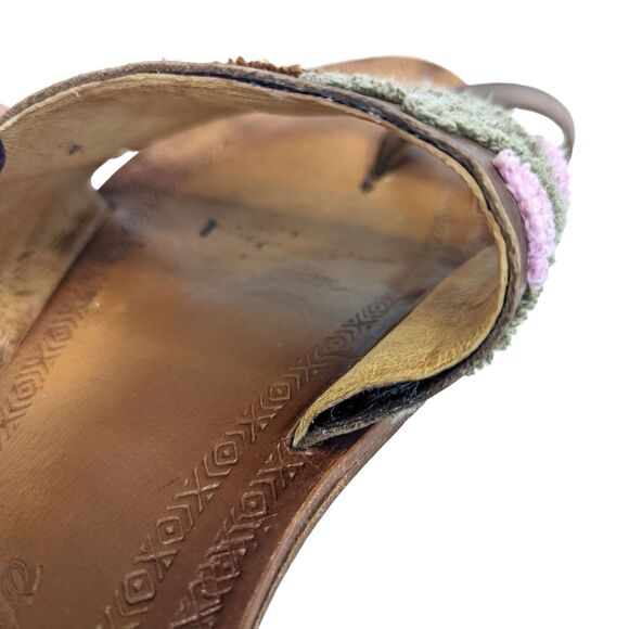 Free People Torrence Brown Mauve Leather Sandals Loop Ankle Strap Embroidery 10 - Picture 10 of 12